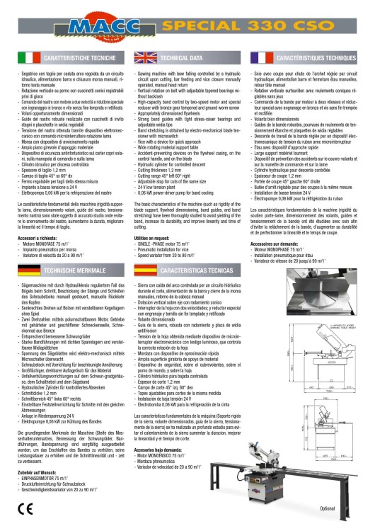 Przecinarka / Piła taśmowa SPECIAL 330 CSO